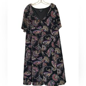 Black v neck paisley dress size 24W